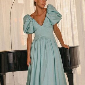 Gabrielle puff sleeve blue dress